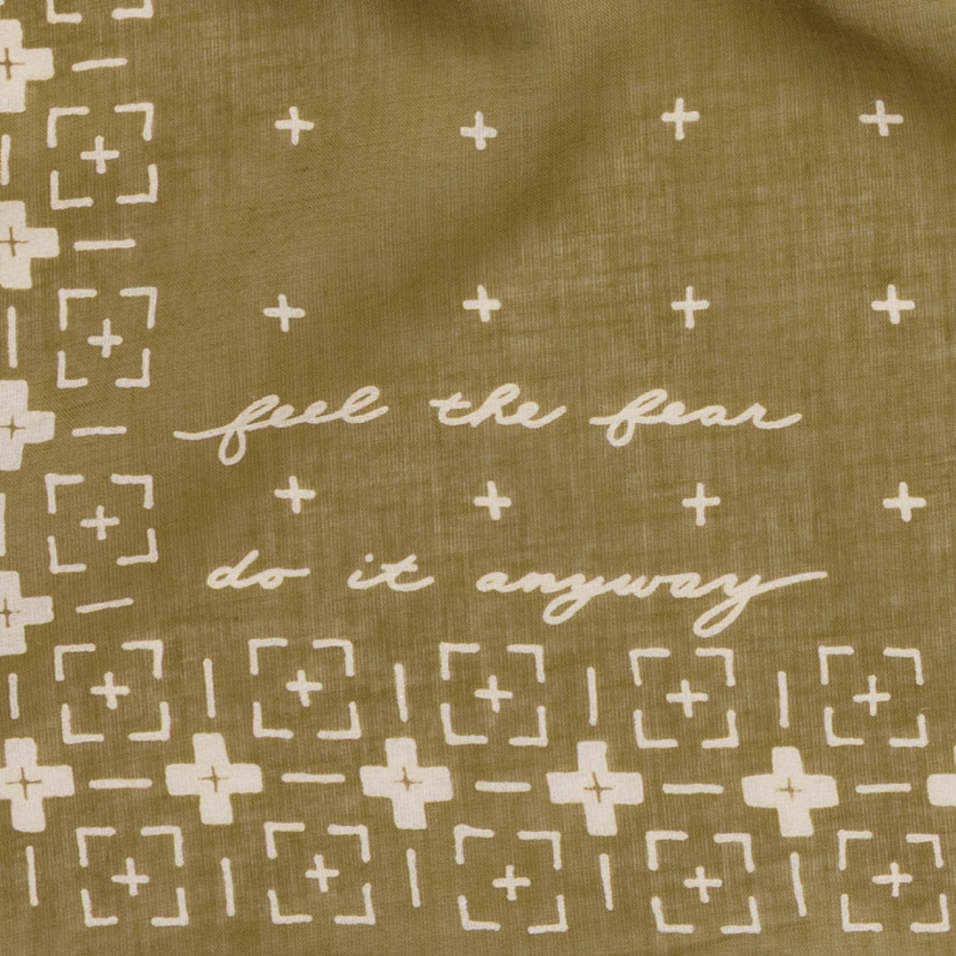 'Feel The Fear' voile bandana - vintage army