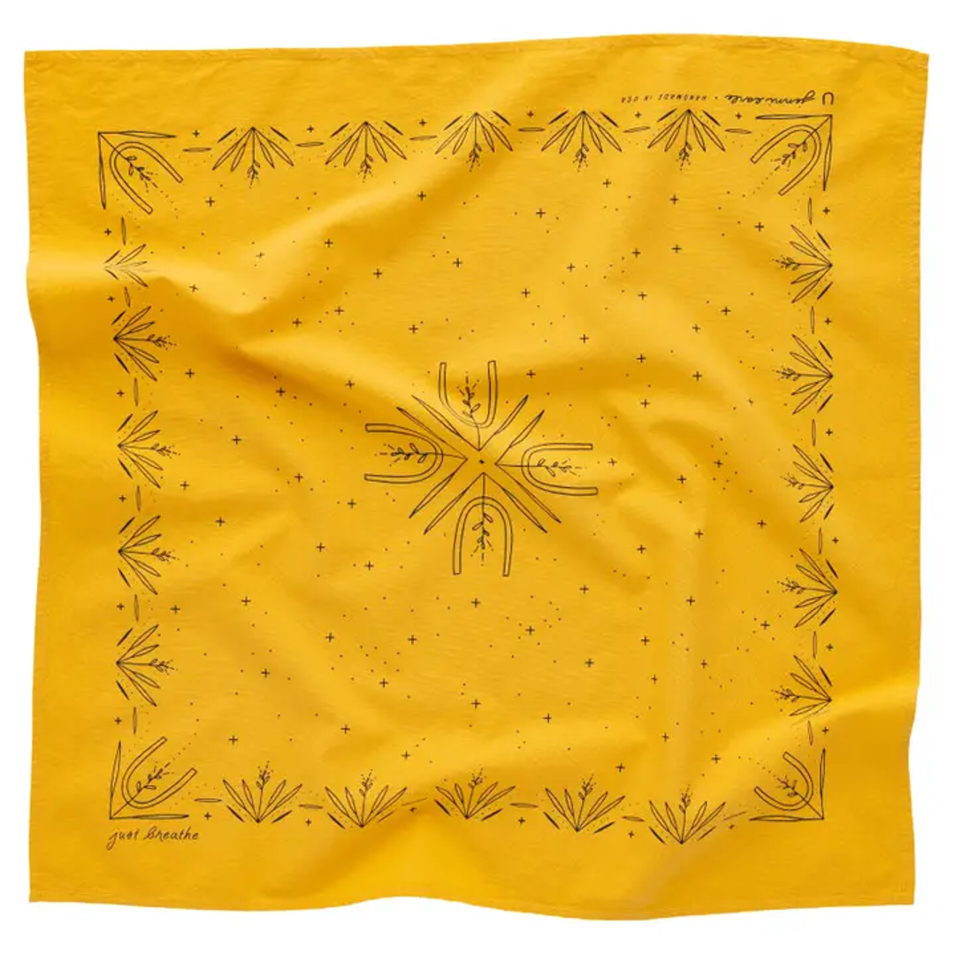 'Just Breathe' heritage bandana - golden yellow