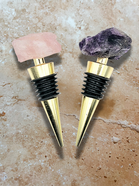 Crystal Wine Stopper: Rose Quartz, Amethyst