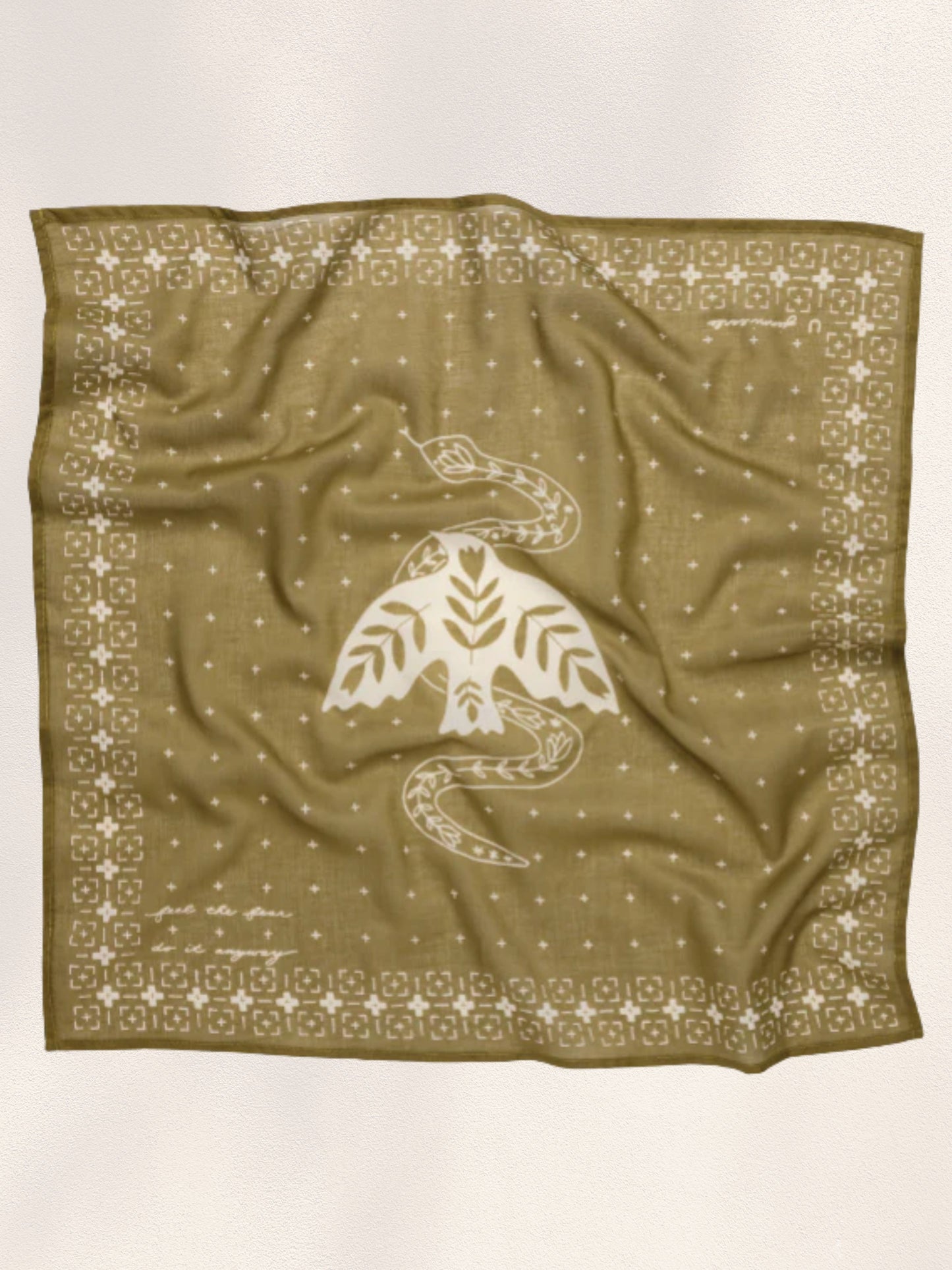 'Feel The Fear' voile bandana - vintage army