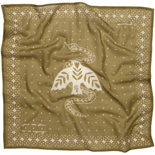 'Feel The Fear' voile bandana - vintage army
